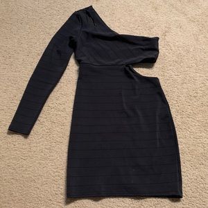BEBE one sleeve black dress